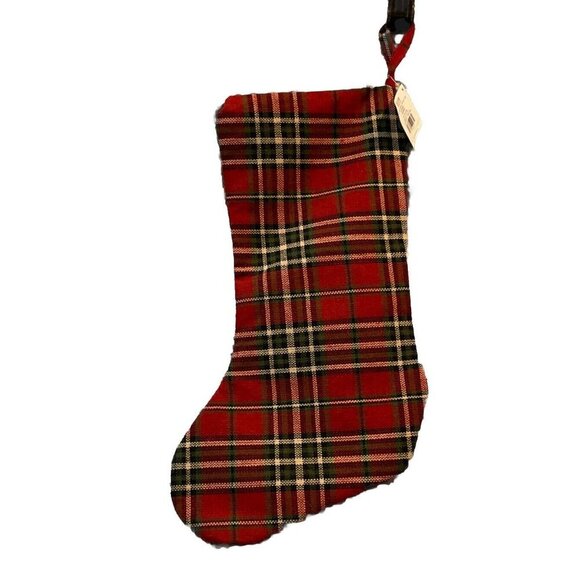 Black Moose Christmas Tree Stocking Red Plaid Country Rustic Cabin NEW 17.5” - Picture 2 of 2